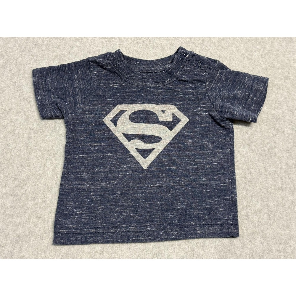 Superman Shirt Infant 0-3‎ Months Blue Heather Logo Short Sleeve DC Comics